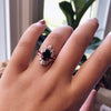 Ophelia XL | 14K Pear Black Onyx & CZ Crown Ring - Emi Conner Jewelry 