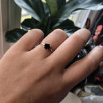 ALVA |  0.7 ct. Round Black Onyx Solitaire in Hammer Finish - Emi Conner Jewelry 