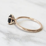ALVA |  0.7 ct. Round Black Onyx Solitaire in Hammer Finish - Emi Conner Jewelry 