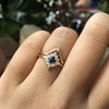 Skylar | 14K Blue Sapphire & Diamond Snowflake Halo Ring - Emi Conner Jewelry 