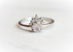 Olivia | 14K Rose Quartz & Diamond Crown Cluster Ring - Emi Conner Jewelry 