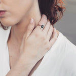 Ophelia XL | 14K Pear Black Onyx & CZ Crown Ring - Emi Conner Jewelry 