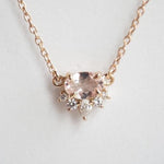 Olina | 14K Morganite & Diamond Floating Crown Pendant Necklace - Emi Conner Jewelry 