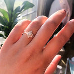 Skylar |  14K Australian Opal and Diamond Snowflake Fancy Halo Ring - Emi Conner Jewelry 