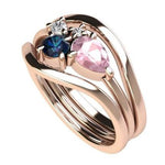 Bella | 14K Pear Morganite & Blue Sapphire Mini Cluster ring - Emi Conner Jewelry 