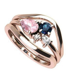 Bella | 14K Pear Morganite & Blue Sapphire Mini Cluster ring - Emi Conner Jewelry 