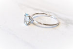 ALVA | 14K 0.7 ct Oval Aquamarine Dainty Solitaire Ring - Emi Conner Jewelry 