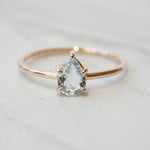 EVA | 14K Pear Aquamarine Five-Prong Solitaire Ring - Emi Conner Jewelry 