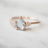 EVA | 3-Stone Pear Aquamarine and Diamond Ring - Emi Conner Jewelry 