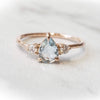 EVA | 3-Stone Pear Aquamarine and Diamond Ring - Emi Conner Jewelry 