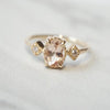 Cara No.1 | Oval Peach Morganite and Diamond Triple Station Ring - Emi Conner Jewelry 