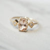 Cara No.1 | Oval Peach Morganite and Diamond Triple Station Ring - Emi Conner Jewelry 