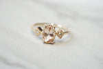 Cara No.1 | Oval Peach Morganite and Diamond Triple Station Ring - Emi Conner Jewelry 