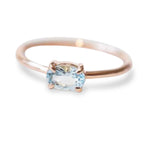 EVA | 14K 0.4 ct. Oval Aquamarine East West Solitaire Ring - Emi Conner Jewelry 