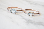 EVA | 14K 0.4 ct. Oval Aquamarine East West Solitaire Ring - Emi Conner Jewelry 