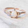 EVA | 14K Side Stone Pear Australian Opal & Diamond Ring - Emi Conner Jewelry 