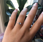 EVA | 14K 0.4 ct. Oval Aquamarine East West Solitaire Ring - Emi Conner Jewelry 