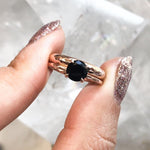 ALVA |  0.7 ct. Round Black Onyx Solitaire in Hammer Finish - Emi Conner Jewelry 