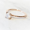 ALVA | 0.7 Round 4-Prong Colorless Moissanite Solitaire in hammer finish - Emi Conner Jewelry 