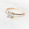 ALVA | 0.7 Round 4-Prong Colorless Moissanite Solitaire in hammer finish - Emi Conner Jewelry 