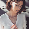 Olivia | 14K Rose Quartz & Diamond Crown Pendant Necklace - Emi Conner Jewelry 
