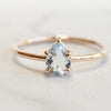 EVA | 14K Pear Aquamarine Five-Prong Solitaire Ring - Emi Conner Jewelry 