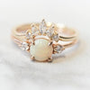 EVA | 14K Side Stone Round Australian Opal & Diamond Ring - Emi Conner Jewelry 