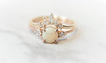 EVA | 14K Side Stone Round Australian Opal & Diamond Ring - Emi Conner Jewelry 