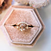 Cara No.1 | Oval Peach Morganite and Diamond Triple Station Ring - Emi Conner Jewelry 