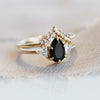 Alexis | Pear Black Onyx & Triangle Moissanite Ring - Emi Conner Jewelry 