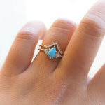 Alexis l Pear Turquoise & Triangle Moissanite Ring - Emi Conner Jewelry 