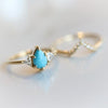 Alexis l Pear Turquoise & Triangle Moissanite Ring - Emi Conner Jewelry 