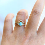 Alexis l Pear Turquoise & Triangle Moissanite Ring - Emi Conner Jewelry 