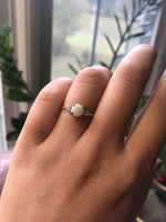 EVA | 14K Side Stone Round Australian Opal & Diamond Ring - Emi Conner Jewelry 