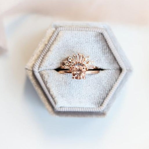 ALVA | 0.7 ct Round Peach Morganite Solitaire Ring - Emi Conner Jewelry 