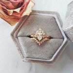 Ophelia | GIA CERTIFIED 0.3 ct. Pear Diamond Crown Ring - Emi Conner Jewelry 