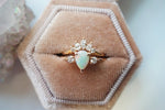 EVA | 14K Side Stone Pear Australian Opal & Diamond Ring - Emi Conner Jewelry 