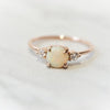 EVA | 14K Side Stone Round Australian Opal & Diamond Ring - Emi Conner Jewelry 