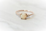 EVA | 14K Side Stone Round Australian Opal & Diamond Ring - Emi Conner Jewelry 