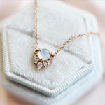 Olivia | 14K Rainbow Moonstone & Diamond Crown Pendant Necklace - Emi Conner Jewelry 