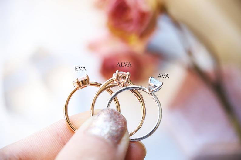 EVA | 0.7 ct. Round Rose Quartz Petite Solitaire Ring - Emi Conner Jewelry 
