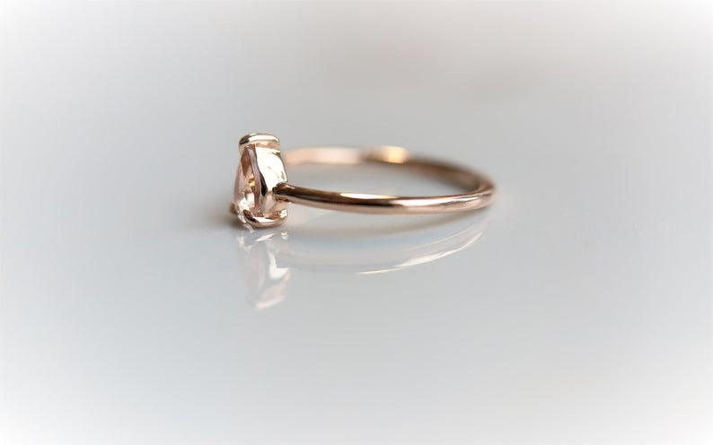 EVA | 0.4 ct. Pear Peach Morganite Solitaire Ring - Emi Conner Jewelry 