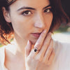 Ophelia XL | 14K Pear Black Onyx & CZ Crown Ring - Emi Conner Jewelry 