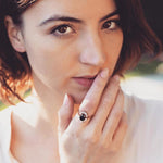 Ophelia XL | 14K Pear Black Onyx & CZ Crown Ring - Emi Conner Jewelry 