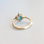 Alexis l Pear Turquoise & Triangle Moissanite Ring - Emi Conner Jewelry 