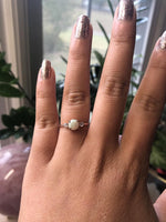 EVA | 14K Side Stone Round Australian Opal & Diamond Ring - Emi Conner Jewelry 