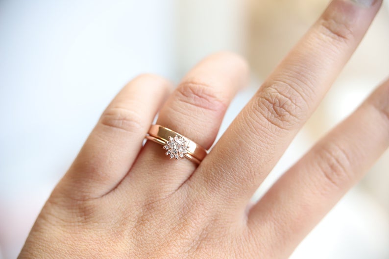Annabelle | GIA CERTIFIED 0.2 ct. Diamond 14k Gold Halo Ring - Emi Conner Jewelry 