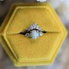 EVA | 14K Side Stone Round Australian Opal & Diamond Ring - Emi Conner Jewelry 
