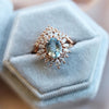 Lana | 14K Oval Aquamarine & Diamond Fancy Halo Luxury Ring - Emi Conner Jewelry 