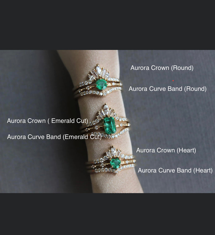 Aurora Curve Band (Heart) | 14K Gold Diamond Contour Band - Emi Conner Jewelry 